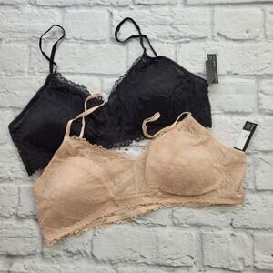 Lace Bralette Bundle of 2 Lace Flaunt It Bras  Pink Dust & Black size XL
